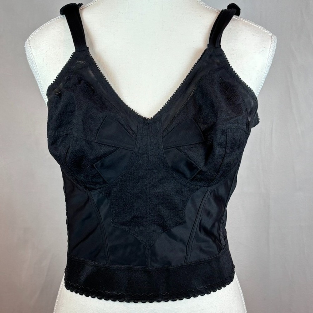 Womens Black Corset‎ Bra Top Size 38B Retro Sexy Whimsigoth Sexy Nightout Sheer